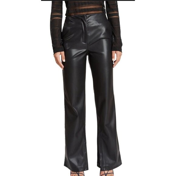Tanya Taylor Adler Pants Plus Size 20 Black Faux Leather Pants NEW $395 - Picture 1 of 10